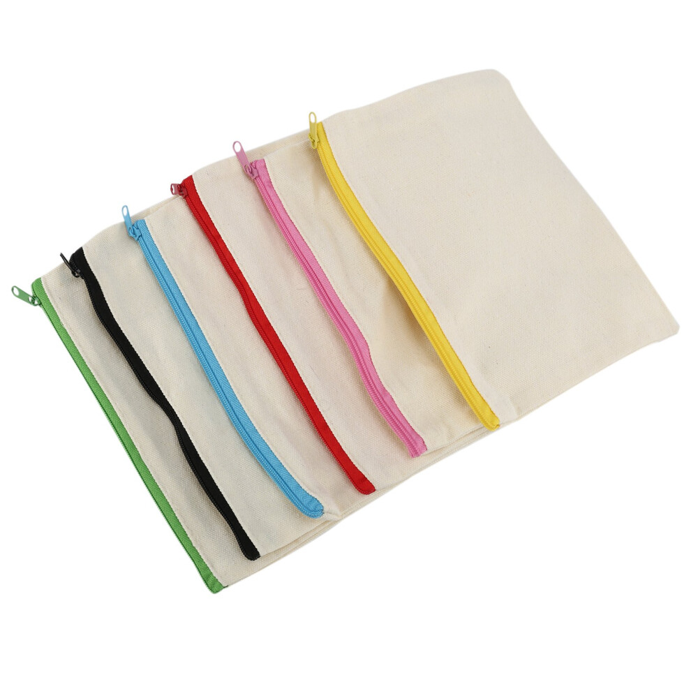 18 Pieces Canvas Makeup Bag Multipurpose Cosmetic Bag Travel Toiletry Pouch Pen Coin Bag Blank DIY Bag with Zipper