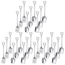 27 Pieces Shovel Spoon Fork Shovel Coffee Spoon Shovel Handle Dessert Spoon Ice Cream Spoon Shovel Shape Fork Fruit Fork