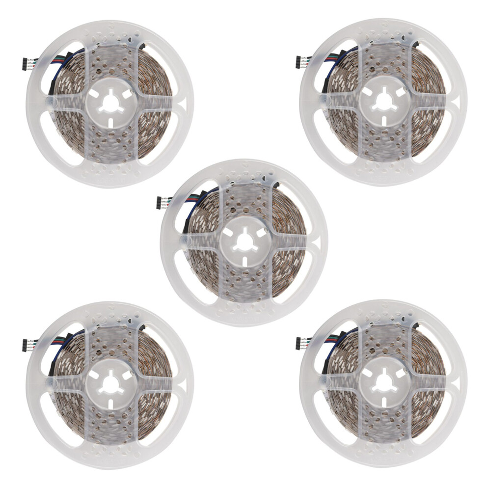 5Pcs 5M Rgb 300 5050 Led Flexible Light Strip Non-Waterproof Dc12v 4713955643555