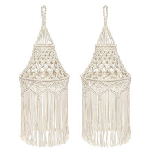 2X Macrame Lamp Shade Hanging Pendant Light Cover Modern Bedroom Living Room Nursery Dorm Room Bohemian Home Decor