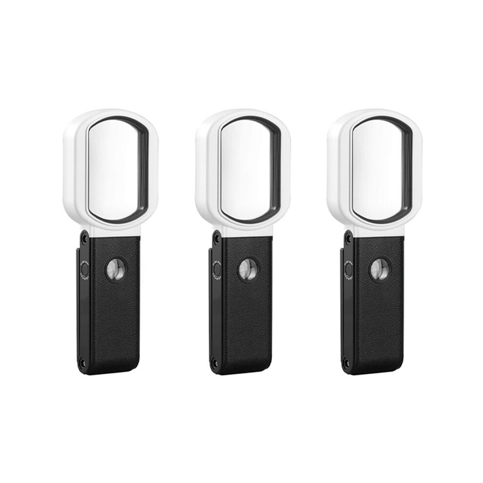 3pcs Magnifying Glass with Light, 25X 10X Rechargeable Handheld and Standing Magnifier for Reading, Inspection, Jewelry