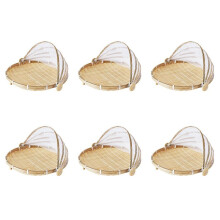 6X Cesta de Tienda de Comida Tejida A Mano Cesta de Almacenamiento de Pan de Frutas y Verduras AtmóSfera Simple Cubierta de Red de Malla para PíCnic