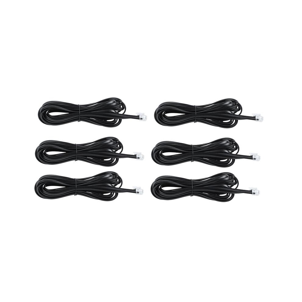 6X 6P6c Rj11 Telephone Extension Fax Modem Cable 5M Length Black 6031501801456