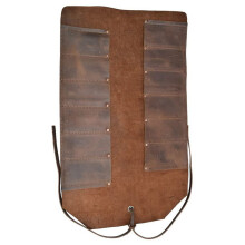 2X LäDer  Tool Roll  Bag (12 Platser), Bärbar Bärväska, Verkstadsförvaring, TräBearbetningsverktyg Organizer, Handgjord