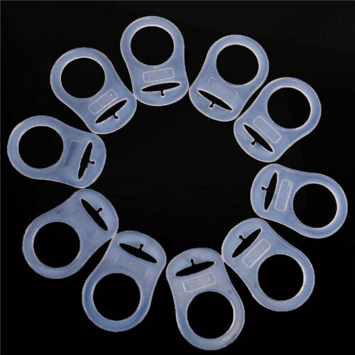 60 Pcs Button Silicone Ring Mam Pacifier Holder Mannequin Clip Adapter Transparent 2