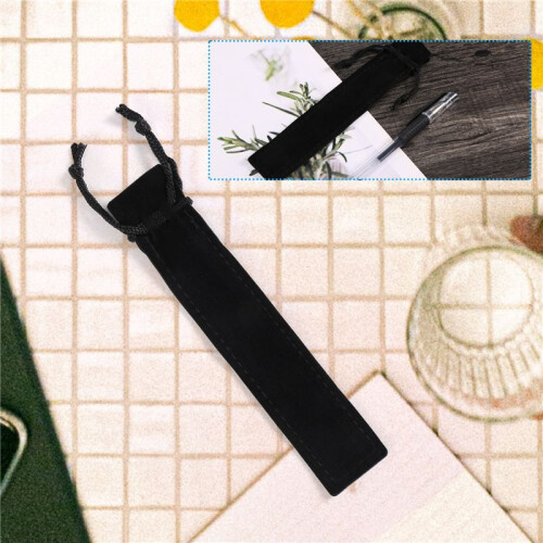 200 Stück Schwarzer Samt Stift Beutel Hülsen Halter Einzelner Stift Beutel Tasche Bleistift Beutel 1