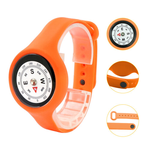 6Pcs Portable Compasses Watches Adjustable Strap-orange color 1