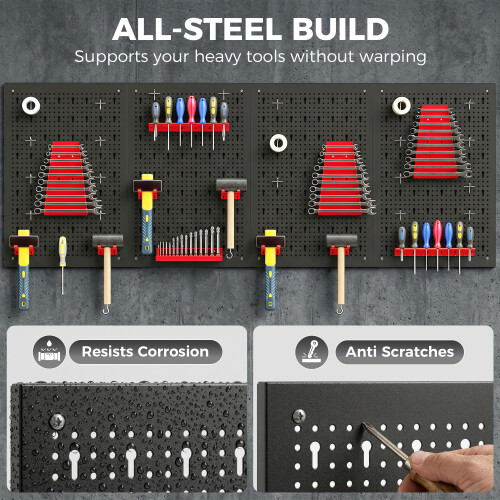 Homcom HOMCOM 38 Pcs Wall-Mounted Pegboard with Hooks and Storage Shelves 1