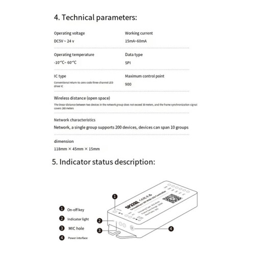 SP328E SPI LED Controller with Mesh  APP Wireless Signal Amplifier Sync Control for Addressable RGB Dimmer 1