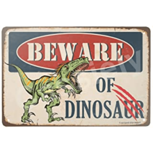 Vintage-Blechschild „Dinosauriergefahr“, 8 x 12 Zoll