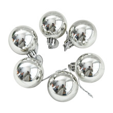 Christmas Tree Ornaments Silver Plastic Balls 6pcs