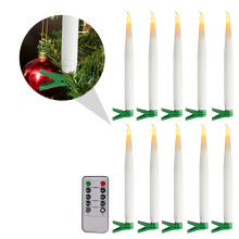 Paquete de 10 velas LED blancas sin llama con clip.