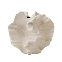 Vaso de cerâmica coral branco-creme 12,6 x 14,4 cm