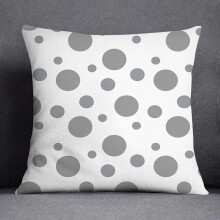 Cotton Linen Pillow Case Gray with White Floral Pattern