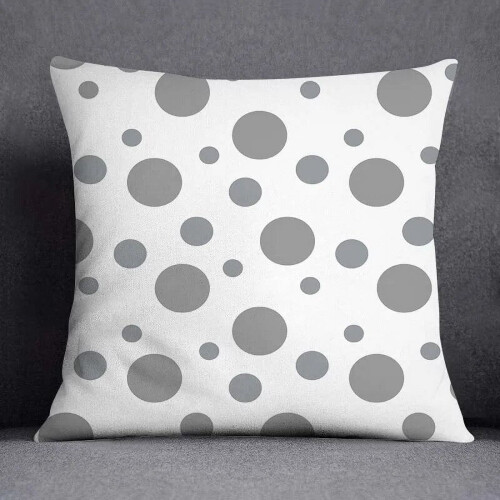 Cotton Linen Pillow Case Gray with White Floral Pattern