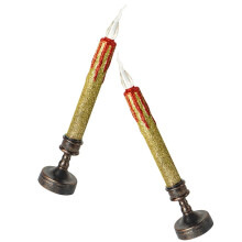 Conjunto de 2 velas de LED decorativas de Natal, douradas.