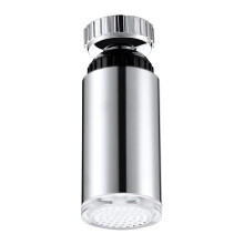 Aeratore per rubinetto a LED con sensore di temperatura, colore argento.