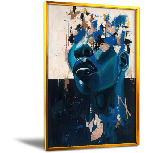 Quadro decorativo com mulheres negras e douradas em moldura de alumínio, 40x60 cm (16x24 polegadas).
