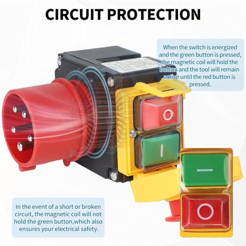 Emergency Stop  Machine  3-Phase 400 V with 80 cm Cable Safety  Zero Voltage  Equivalent KOA7 2