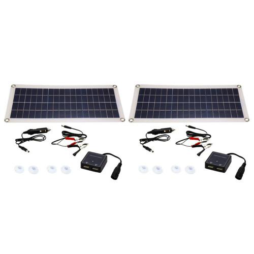 2X 8W 12V Dual USB/ Flexibles Solar Panel Effizientes Aufladen Von Auto Batterien Camping 1