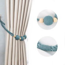 Fermacravatte per tende in corda di cotone con ganci – Blu, confezione da 2