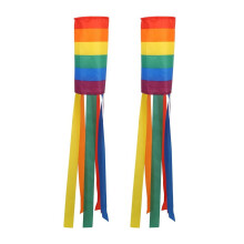 2 Regenbogen-Windsäcke aus Polyester für den Außenbereich