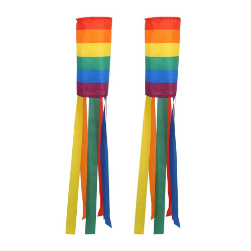 2 Regenbogen-Windsäcke aus Polyester für den Außenbereich