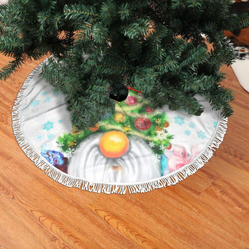 Weihnachtsbaumrock mit Fransen und Spitze, 91 cm