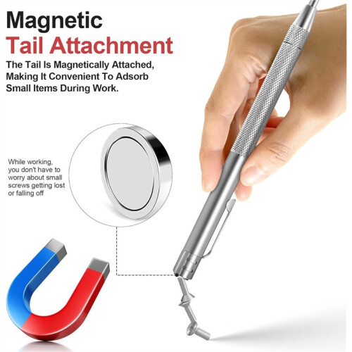6 Pack TungstenCarbide Scriber Tools Set,with 24 Replacement Tips & 1 Steel Ruler, Magnetic Metal Marking Tools 2