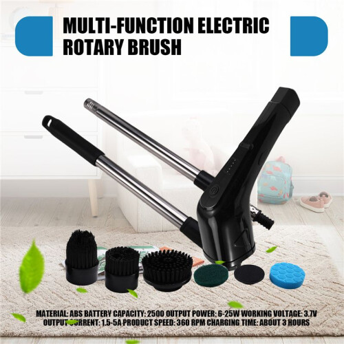 Electric Cleaning Scrubber Cordless Powerful Scrub Brush with Adjustable Extension Long Handle Replaceable Brush Heads B 1