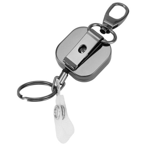 Porta-Chaves com MosquetãO RetráTil de Metal para ServiçO Pesado e CarretéIs de Crachá Clipe de 28,3 Polegadas Cabo de AçO ReforçAdo 2