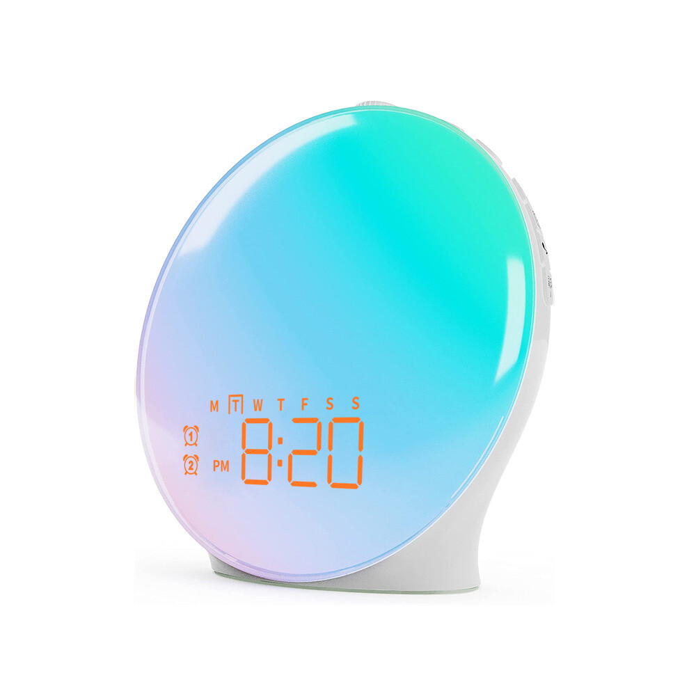 Sunrise Alarm Clock, Full Screen Wake Up Light with Sunrise Simulation, Dual Alarms, FM Radio, 8 Nat