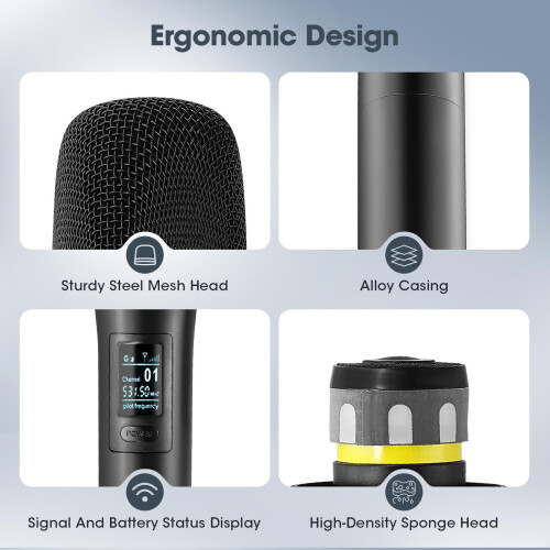 Wireless Microphones Set, Rechargeable, 100m, Cordless 2