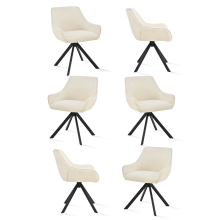(Cream, Set of 6) GOEURVANT Swivel Dining Chairs