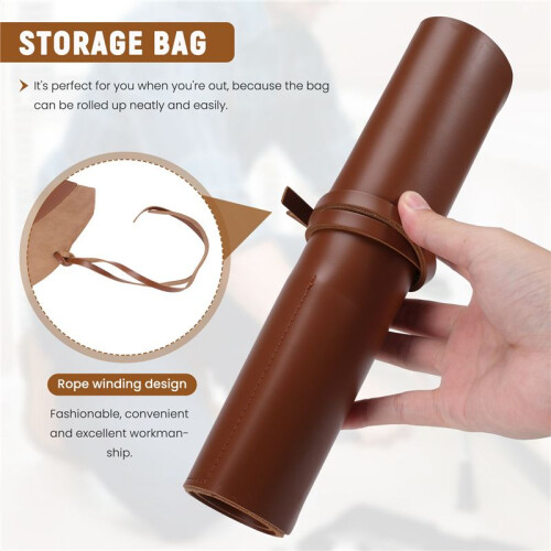 Leather Tool Roll, Leather Tool Kit Storage Bag, Multi Functional Leather Kit Bag Bicycle Repair Tool Kit Bag 2