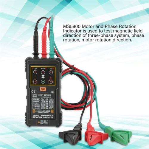 PEAKMETER Three Phase Motor Rotation Indicator, PM5900 400V AC Portable Sequence Rotation Tester, Motor Rotation Indicator 2