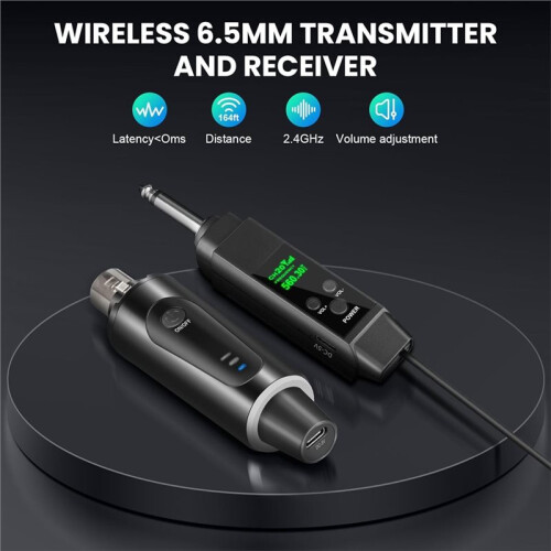 2.4GHz Wired Microphone Converter to Wireless Dynamic Microphone 150ft Range, for PA System, Audio Mixer 2