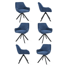 (Blue, Set of 6) GOEURVANT Swivel Dining Chairs