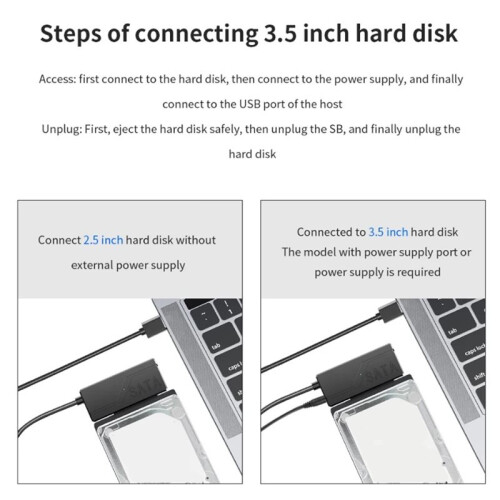 to USB 3.0 Adapter Cable with Power Adapter External Hard Drive Cable for 3.5"/2.5" SSD/HDD  III Cable EU Plug 1