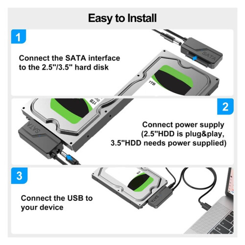 to USB 3.0 Adapter Cable with Power Adapter External Hard Drive Cable for 3.5"/2.5" SSD/HDD  III Cable EU Plug 2