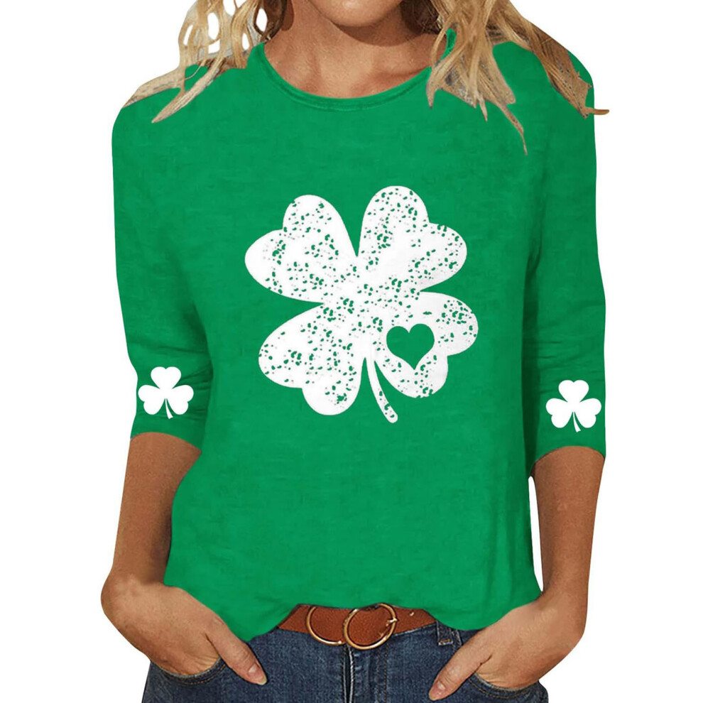 t Patricks Day Shirt Women 3/4 Sleeve Tops-Turquoise XL