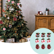9 Pack 8cm Red Black Plaid Foam Christmas Ball Ornaments