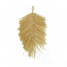 Handgewebter Wandbehang aus Raffia, Gold