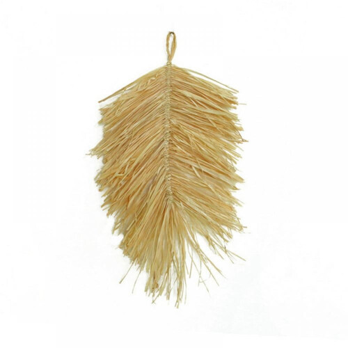 Handgewebter Wandbehang aus Raffia, Gold