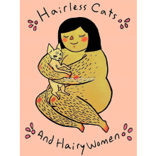 Modern Art Decor Print Hairless Cats Hairy Women