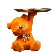 Bandeja organizadora em forma de urso de resina com porta-chaves, 20x18cm