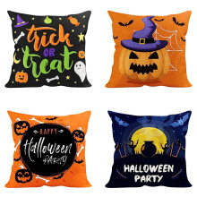 Halloween pillow cover set ghost design linen 17.7x17.7 in