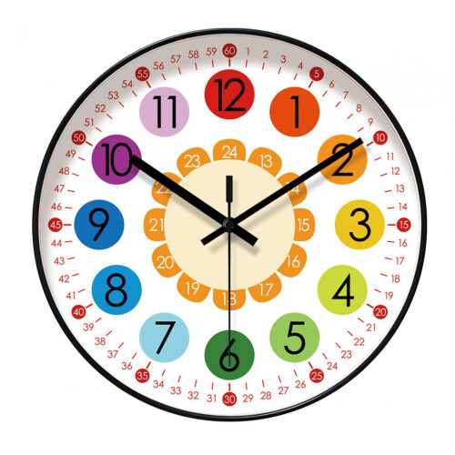 Kids Wall Clock Teaching Time 12 Inch Silent Decorative