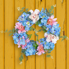 ZKCCNUK Spring Blue Embroidered Flower Wreath
