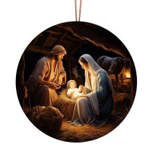 Ornament Nașterea Domnului din acrilic, 8,9 cm